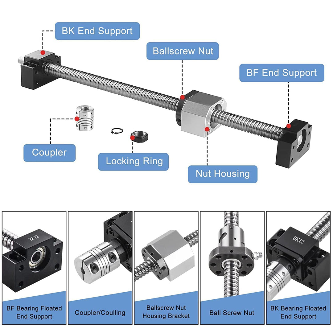 CNCMANS Linearführung Set Enthalten 2 HGR20-600mm Linearschiene mit 4 HGH20CA Gleitblock + SFU1605-6