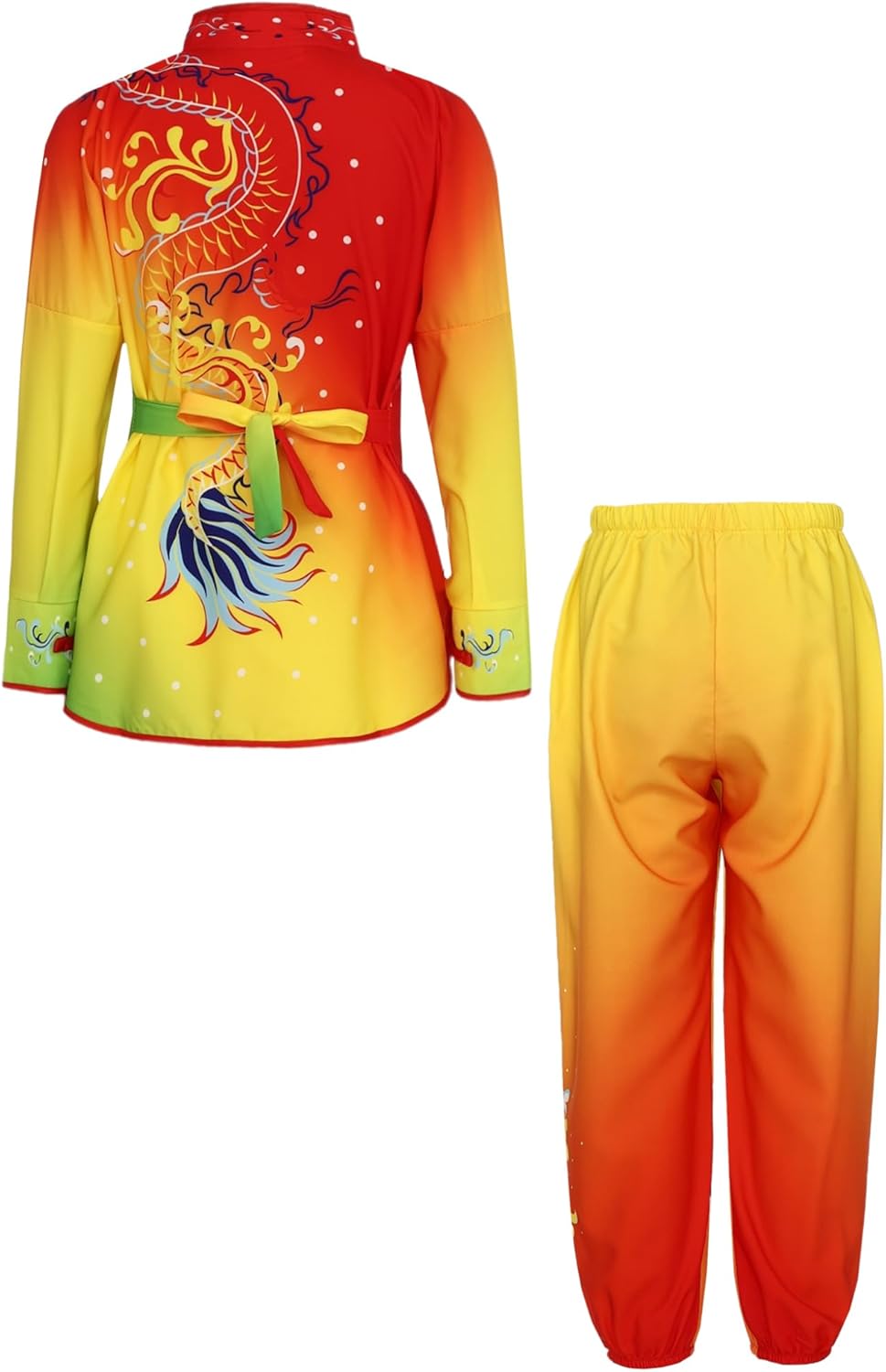 Mufeng Kinder Jungen Tai Chi Uniform Langarm Kung Fu Shirt mit Wushu Hose Chinesisch Kung Fu Wing Ch