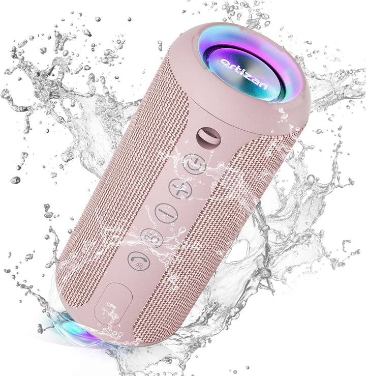 Ortizan Bluetooth Lautsprecher, Bleutooth Box mit LED-Licht, Tragbarer Mini Musikbox mit Freisprechf