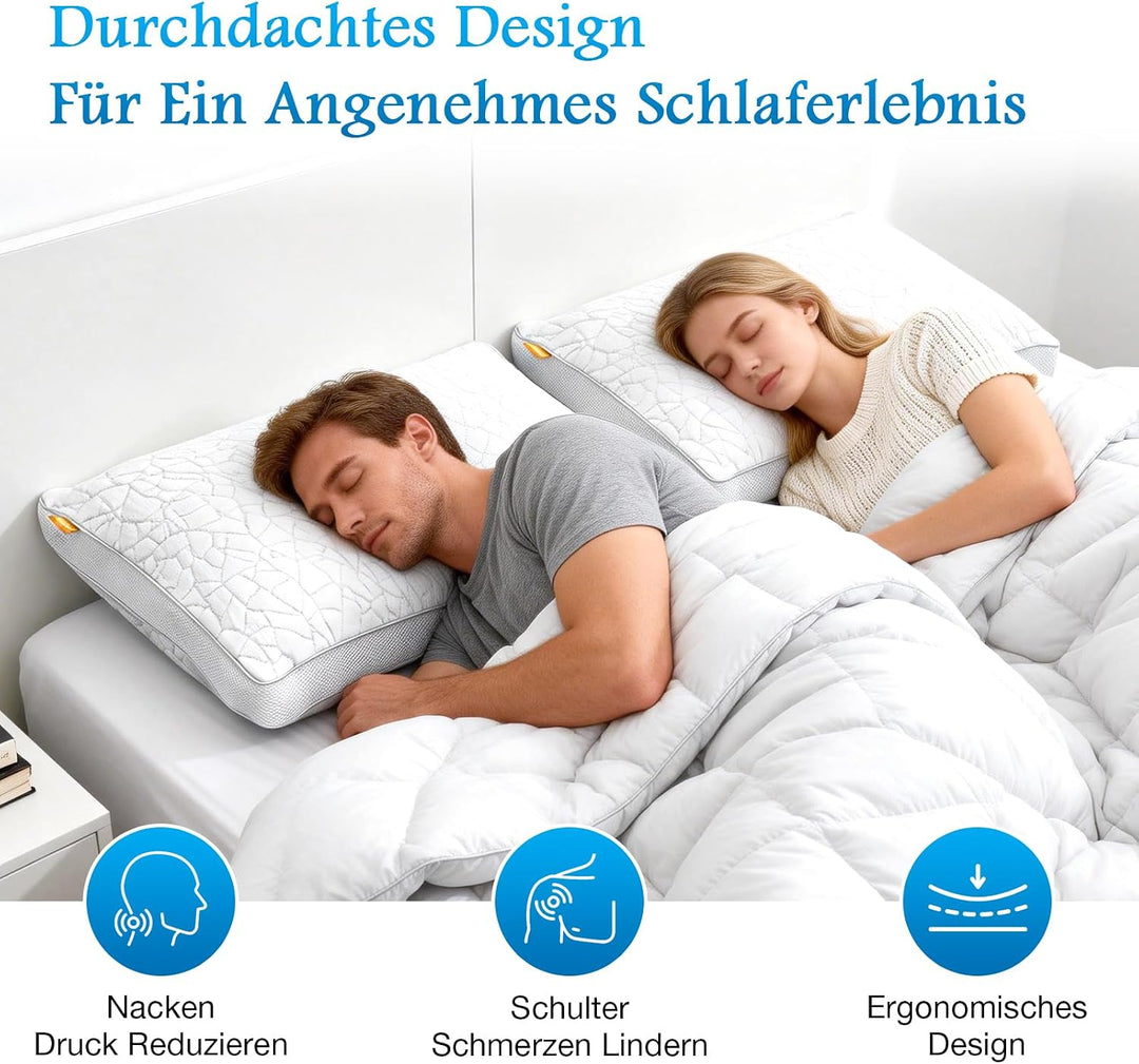2-in-1 Memory Foam Kissen 40x60cm – Höhenverstellbares Nackenstützkissen für Seitenschläfer, Doppelk