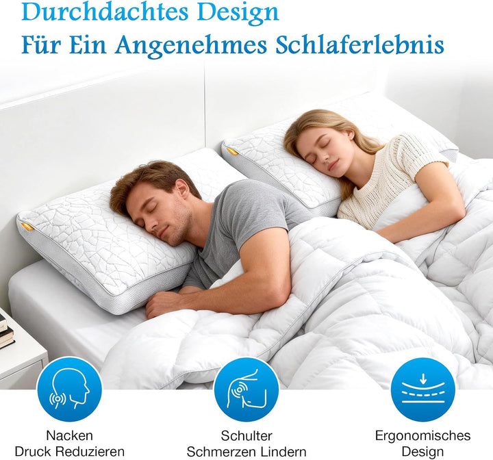 2-in-1 Memory Foam Kissen 40x60cm – Höhenverstellbares Nackenstützkissen für Seitenschläfer, Doppelk