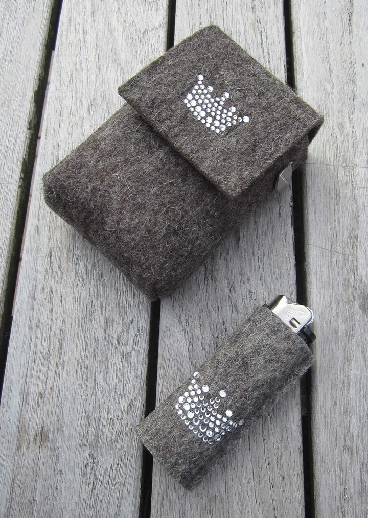 zigbaxx Set Zigarettenetui mit Feuerzeughülle LITTLE CROWN - Zigarettenhülle für Zigarettenschachtel