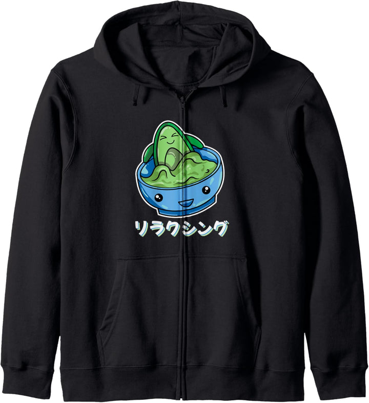 Entspannte Kawaii Avocado Ramen Bowl Whirlpool, Japanisches Kapuzenjacke