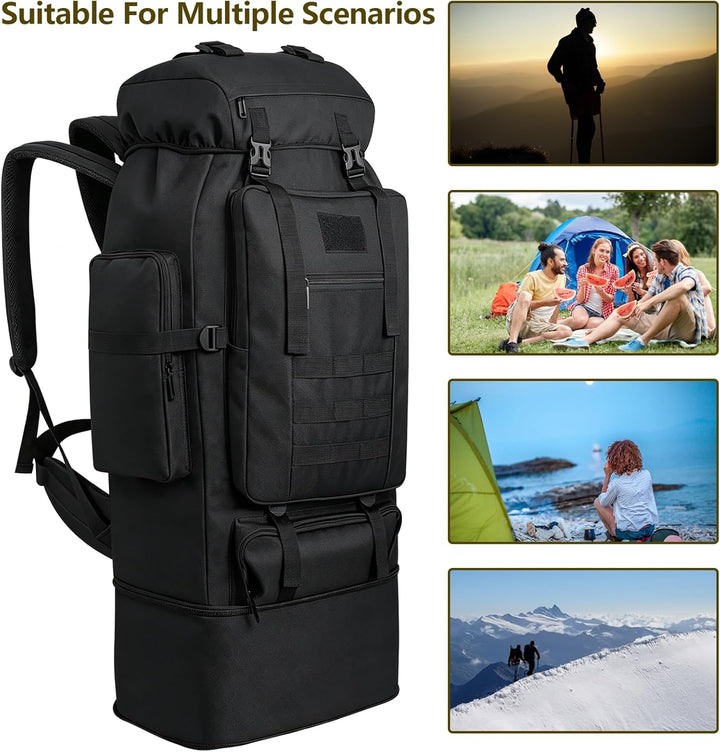 80L Camping-Wanderrucksack, 80 Liter Grosser Survival-Jagdrucksack Herren, wasserdichter taktischer