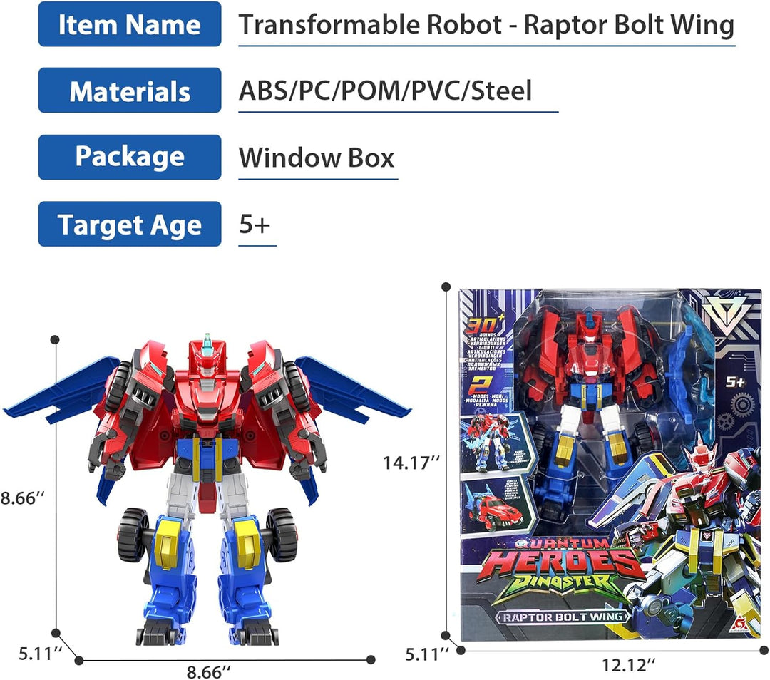 Verwandlungsroboter 2 in 1 Raptor Bolt Wing, 8,66 Zoll, Kinder Roboter Spielzeug, Chariot Transforma