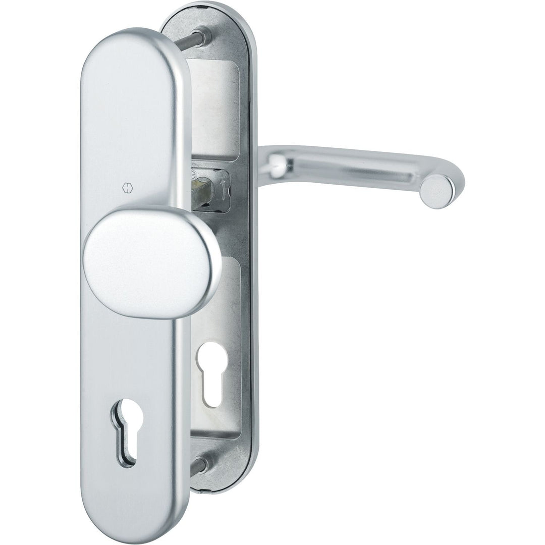 HOPPE Haustür Eingangstür Wechselgarnitur PARIS - DIN-Norm Entfernung 92mm, silber eloxiert, Langsch