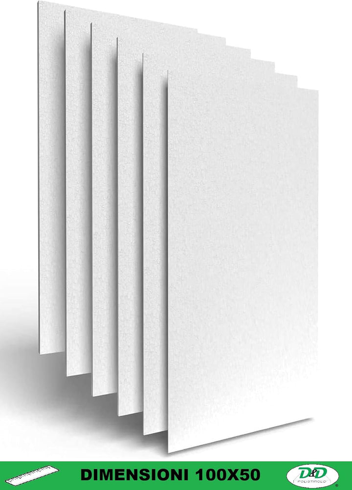 D. & D. Polistirolo® (2 Platten H 5 cm) 100 cm x 50 cm, Mehrzweck Styropor-Platten, EPS 80, 2 Platte