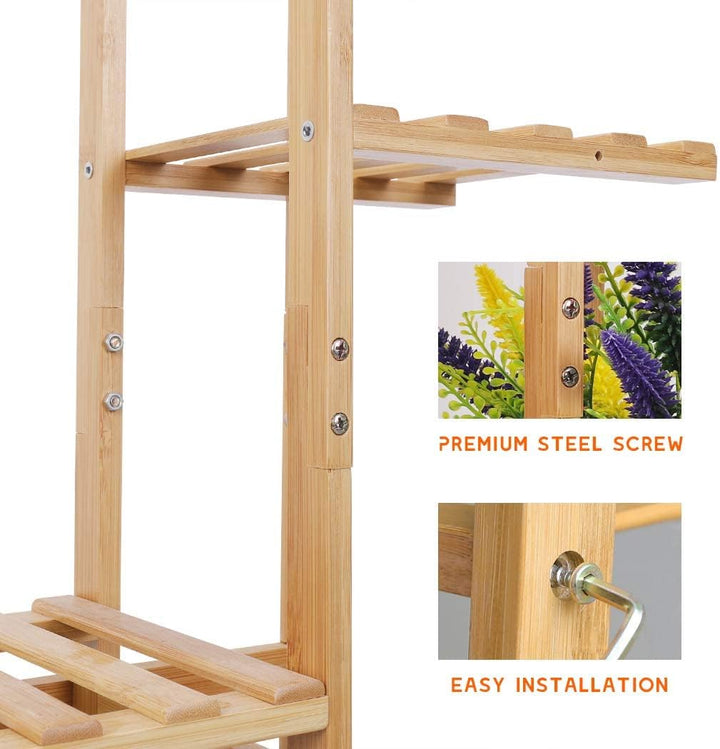 Medla Pflanzenregal Holz, Blumenständer mehrstöckig 7 Ablagen, Pflanzentreppe Blumenregal Standregal