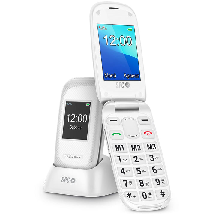 SPC Harmony - Mobiltelefon mit Klappdeckel für Senioren mit grossen Ziffern und Buchstaben, Doppelte