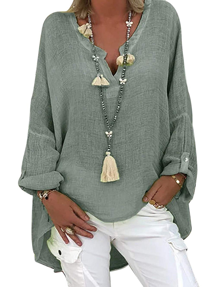 Tincini Leinenbluse Damen Bluse Damen Sommer Tunika V-Ausschnitt Grosse Grössen Blusenshirt Damen La