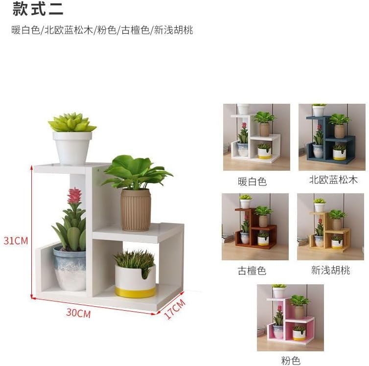 Schreibtisch kleines Bücherregal, Kosmetikregal，Massivholz Blumenständer, Büro Desktop kleine Blumen