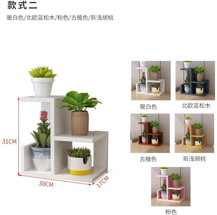 Schreibtisch kleines Bücherregal, Kosmetikregal，Massivholz Blumenständer, Büro Desktop kleine Blumen