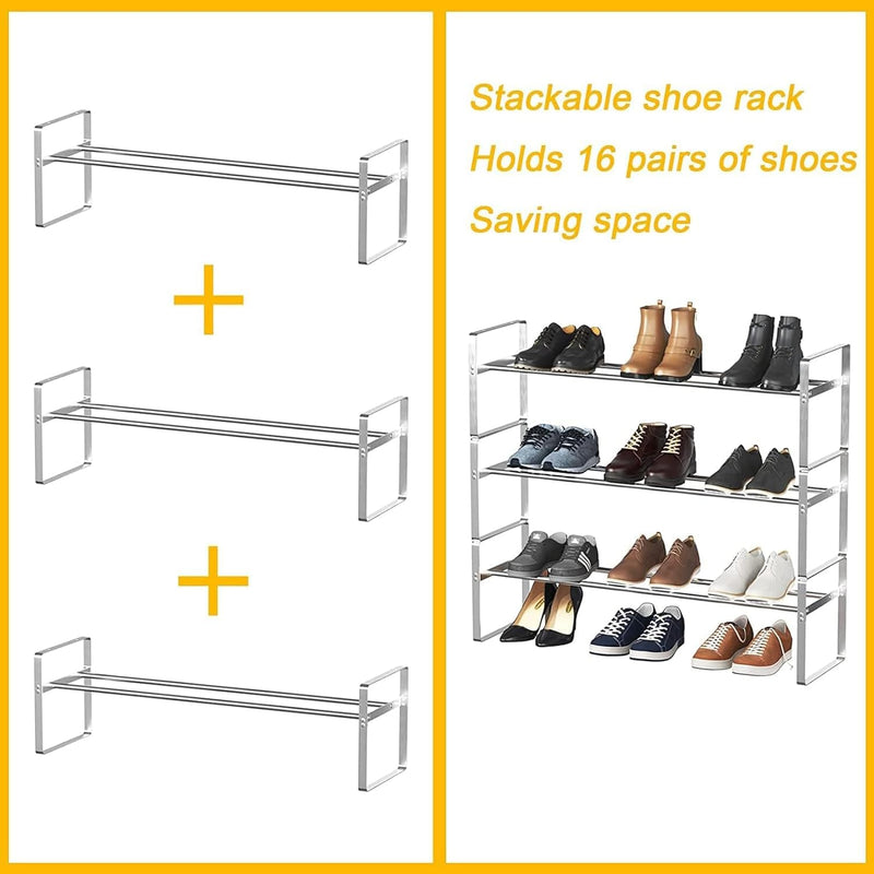 Catekro Ausziehbares Schuhregal, stapelbar, Schuhregal, Hausschuhe, Aufbewahrungsregal, mehrstöckige