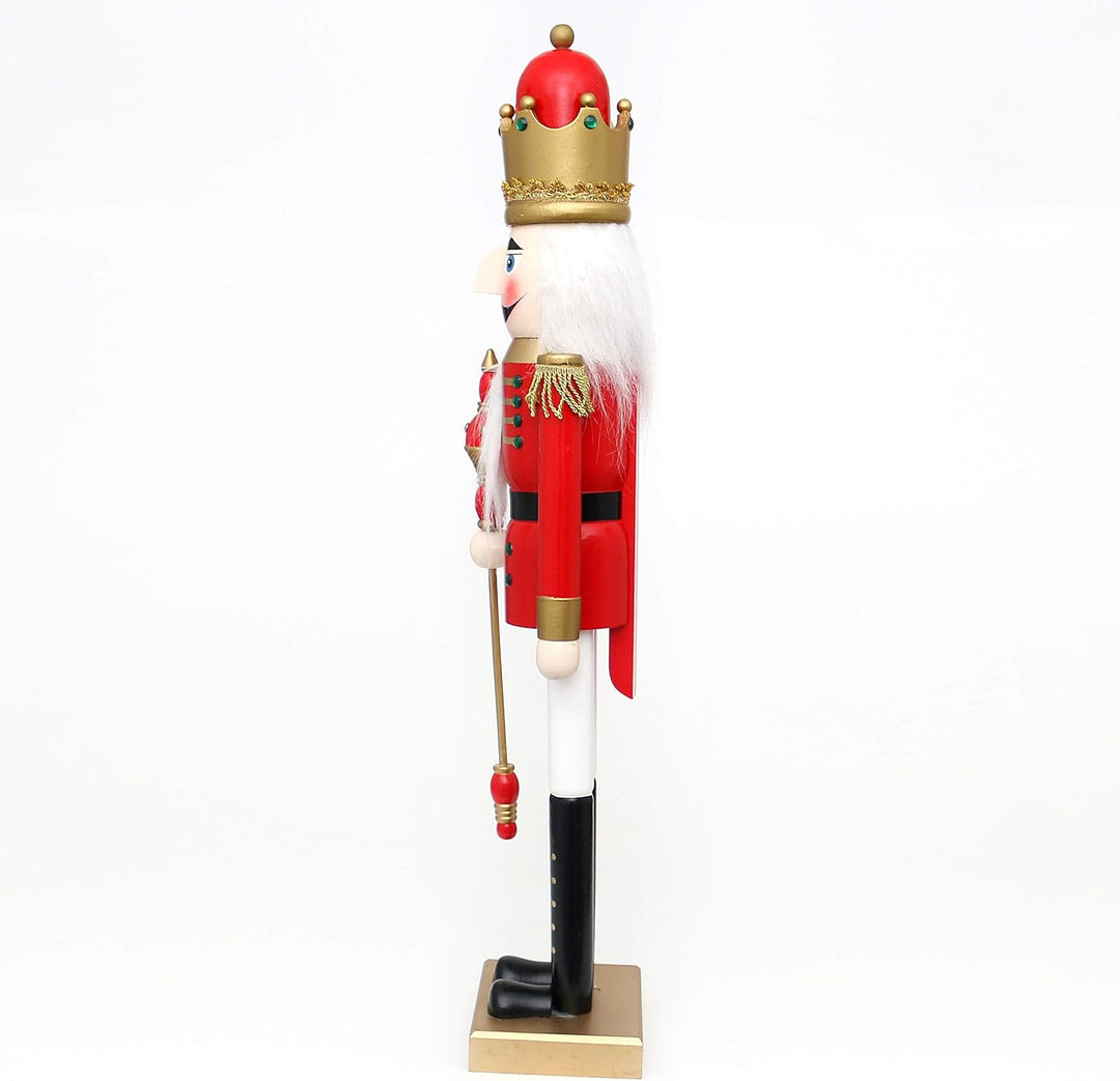 Dekohelden24 XXL Holz Nussknacker König in rot/Gold/Weiss, ca. 20 x 17 x 91 cm Xxl König in Rot, Xxl