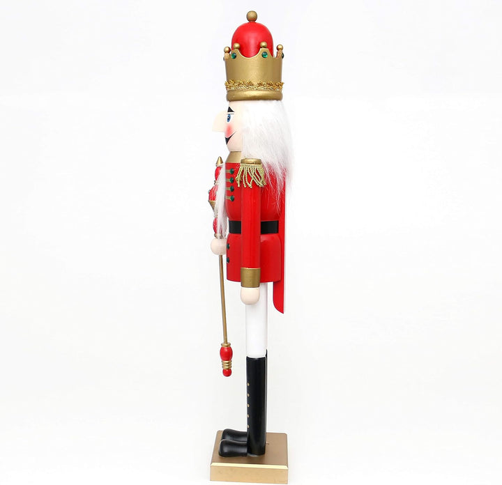 Dekohelden24 XXL Holz Nussknacker König in rot/Gold/Weiss, ca. 20 x 17 x 91 cm Xxl König in Rot, Xxl