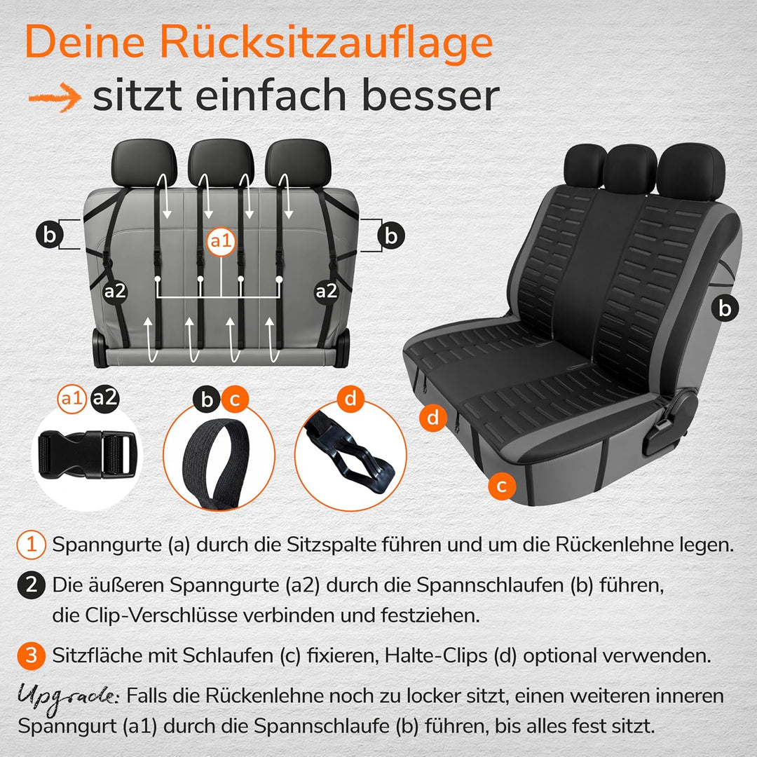 Upgrade4cars Autositzbezüge Set Universal Version 2026 | Auto-Schonbezüge für die Vordersitze & Rück