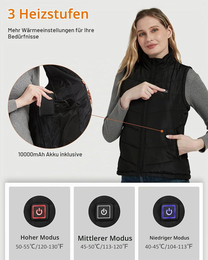 FERNIDA Beheizte Weste für Damen,Schmal Geschnittene Beheizbare Damen Weste, Winter Warm Draussen US