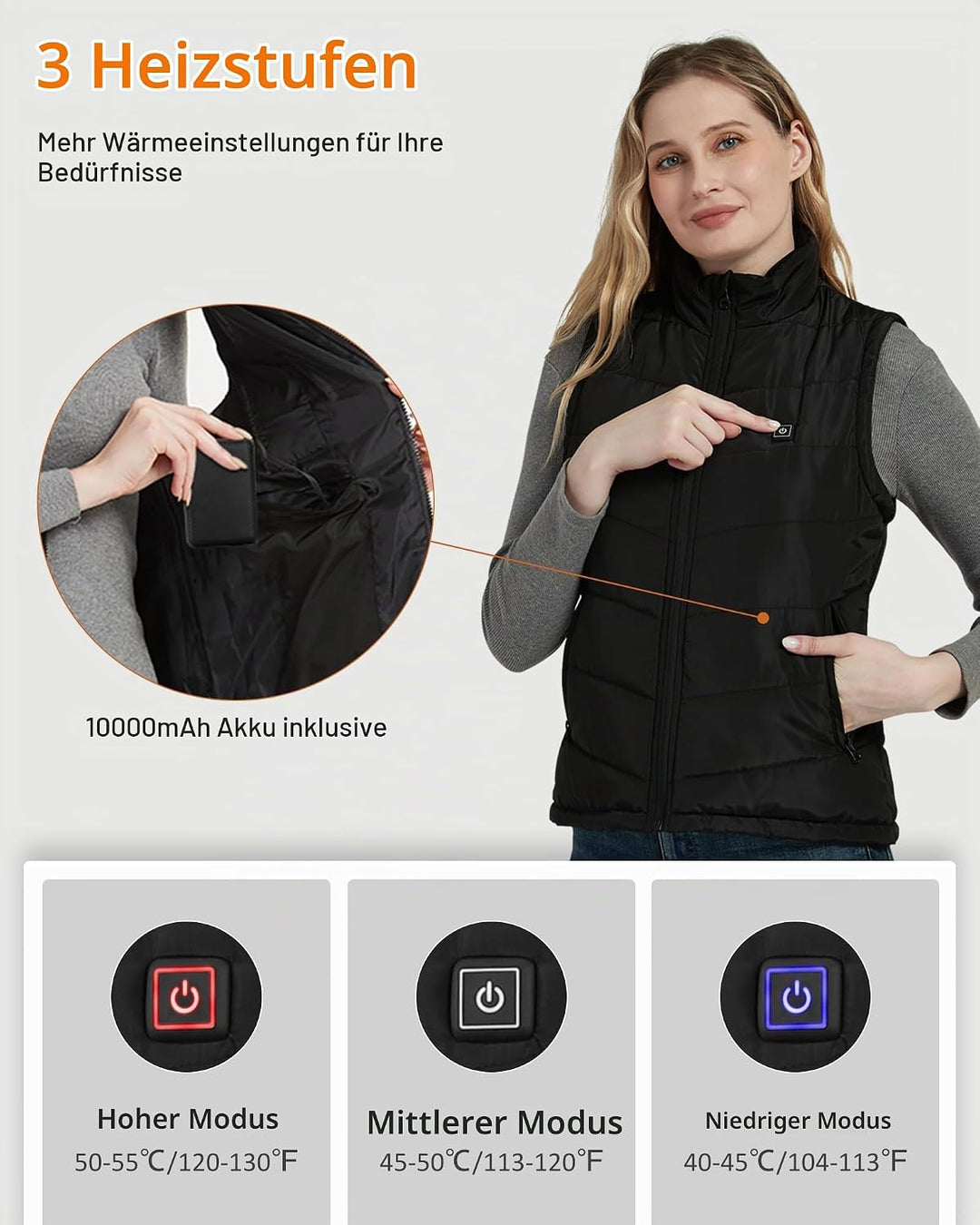 FERNIDA Beheizte Weste für Damen,Schmal Geschnittene Beheizbare Damen Weste, Winter Warm Draussen US