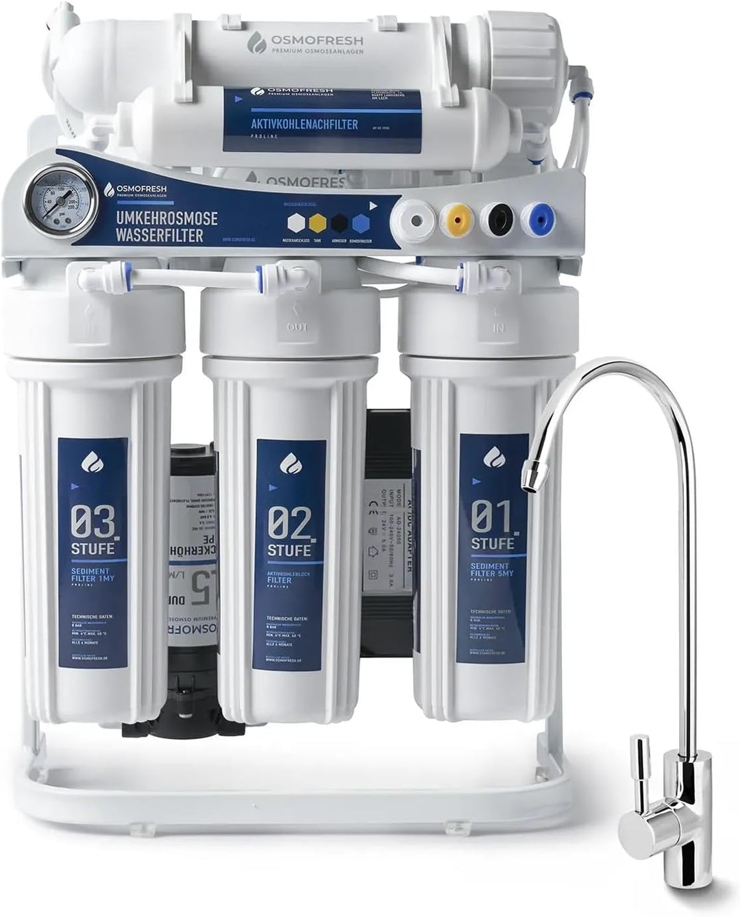 OsmoFresh Osmoseanlage Proline X3 | 750 GPD | 1,8 l/min | 115 l/h | Premium Osmosehahn GRATIS | vom