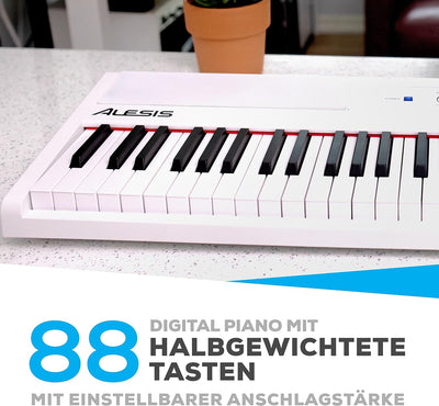Alesis Recital White - 88-Tasten Einsteiger Digital Piano / E Keyboard mit halbgewichteten Tasten,ei