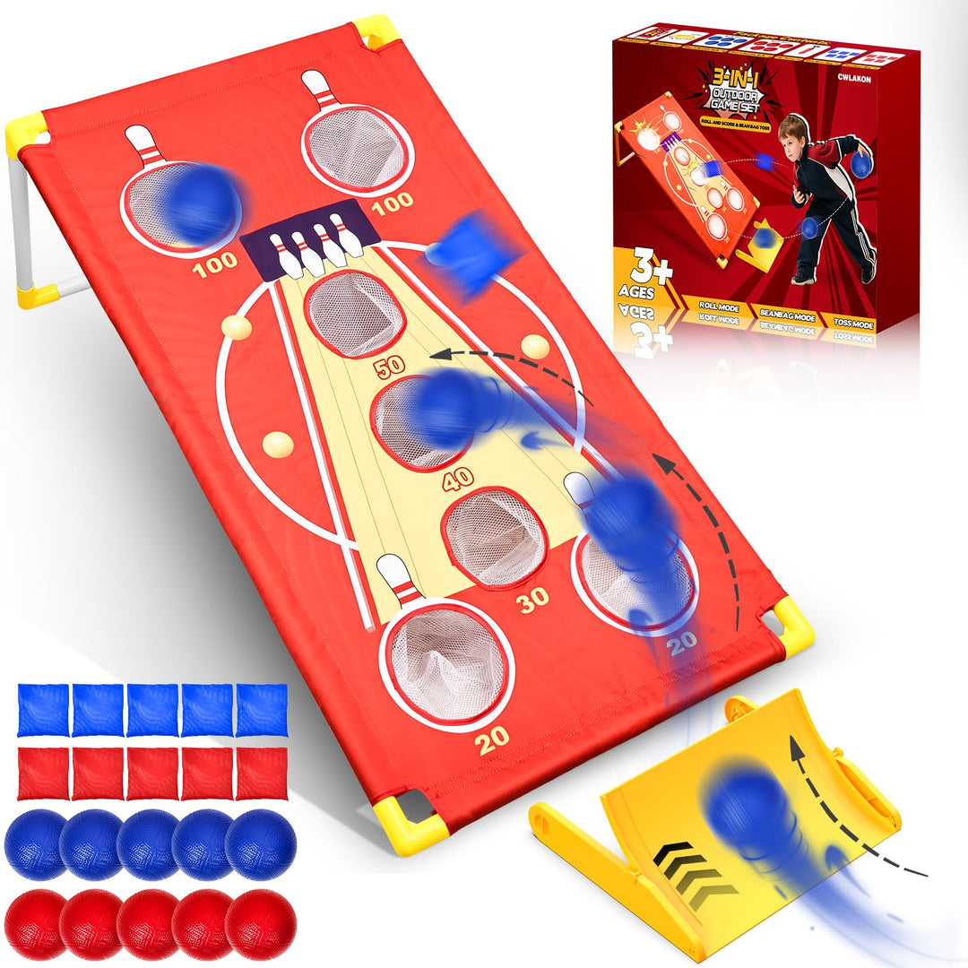 3-in-1 Wurfspiel-Set Cornhole, Bean Bag Toss & Ball-Toss-Spiel, Outdoor Partyspiel für Erwachsene un