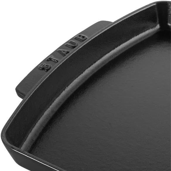 Staub Teller mit Holzunterlage, rechteckig (33 x 23 cm, 1 L) schwarz