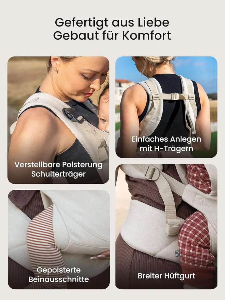 Grownsy Babytrage, Ein-Klick-Schnalle für Einfaches Anlegen, Bequemer Träger von Neugeborenem bis Kl