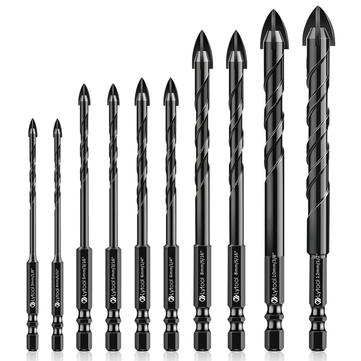 Fliesenbohrer, Lytool 10 tlg.Glasbohrer Steinbohrer Bohrer Set mit Sechskantschaft Universalbohrer f