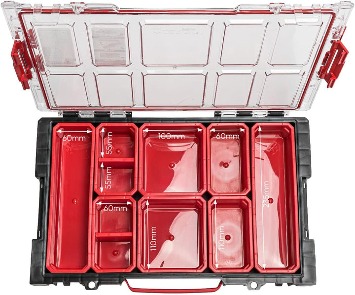 3x Sortimentskasten Kleinteilemagazin – 450 x 80 x 295 mm – Premium Sortierkasten Wekzeugbox mit aus
