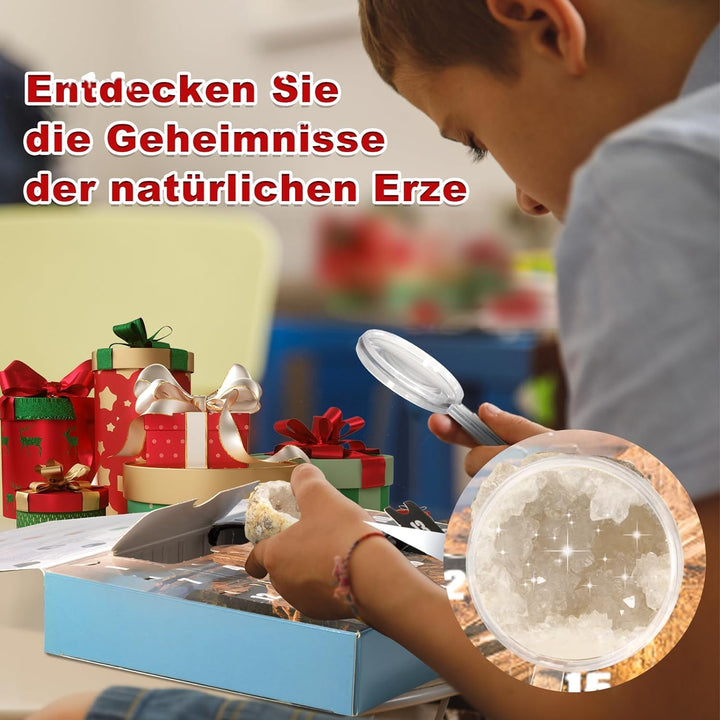Adventskalender 2023 für Kinder Kristalle,Natürlichen Edelsteine der Beste Geschenk für Mädchen,24 T