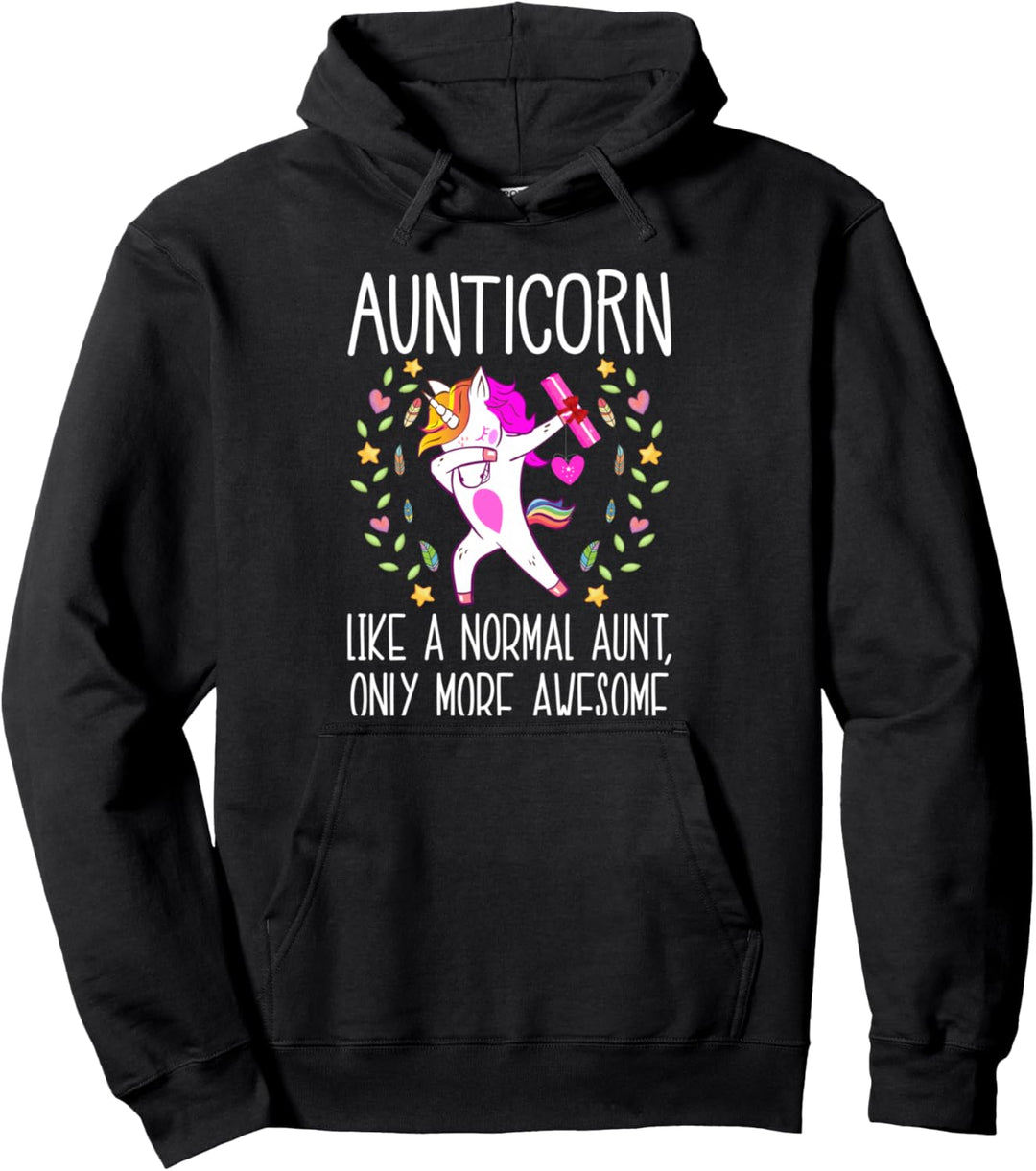 Funny Auntiecorn Unicorn Aunt Floral Women Gift Auntie Aunty Pullover Hoodie
