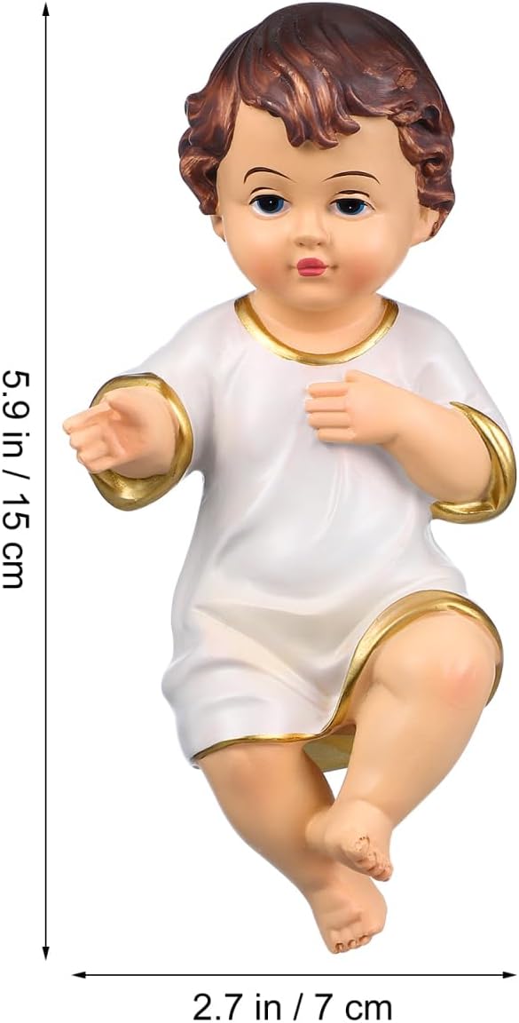 Gatuida Mini Jesuskind Krippenfigur Kunstharz Christkind Statue für Weihnachtskrippe Religiöse Dekor