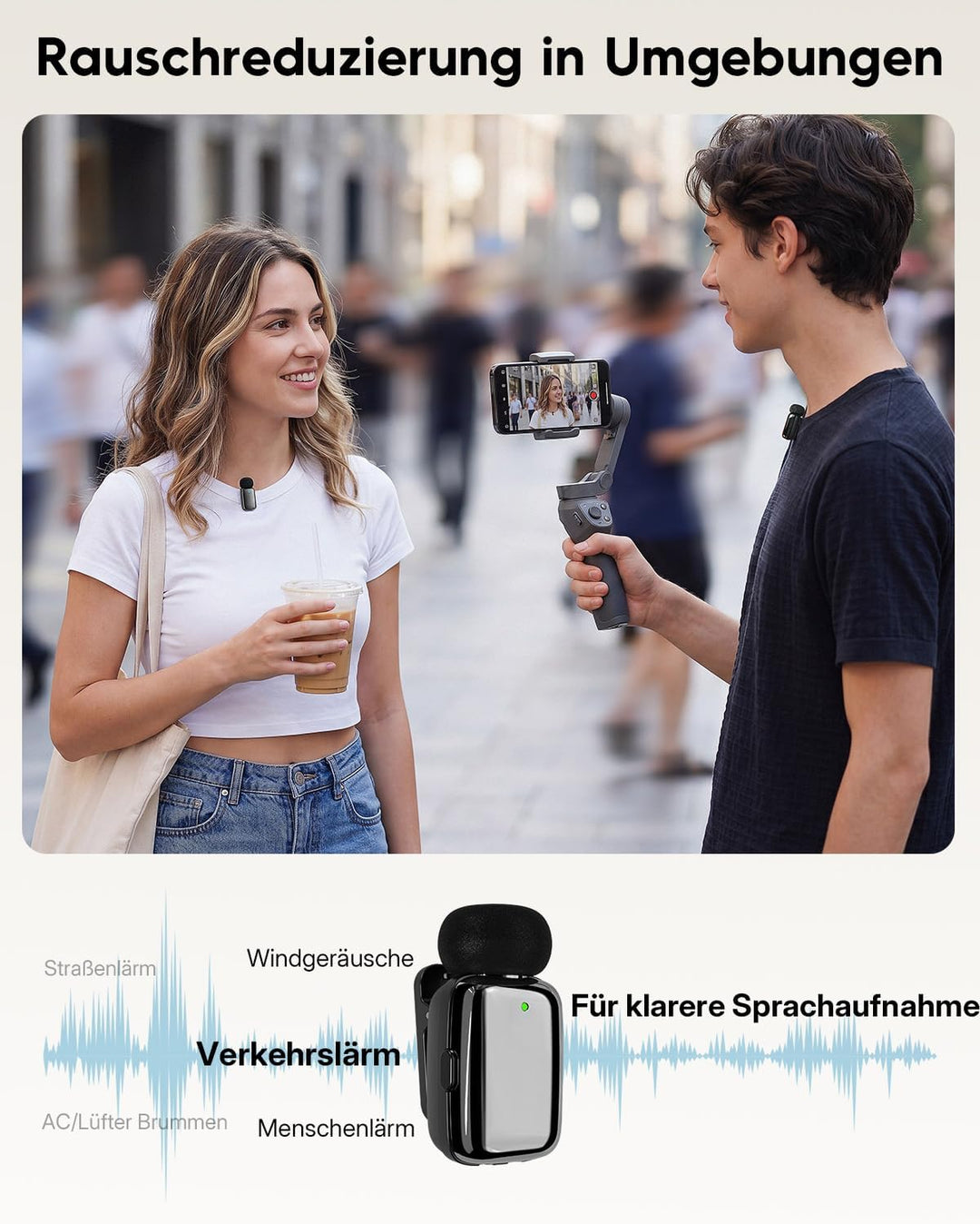 Kabelloses Mini-Mikrofon für Phone/Android/Pad 2er-Pack, Lavalier Ansteckmikrofon mit Lightning, USB