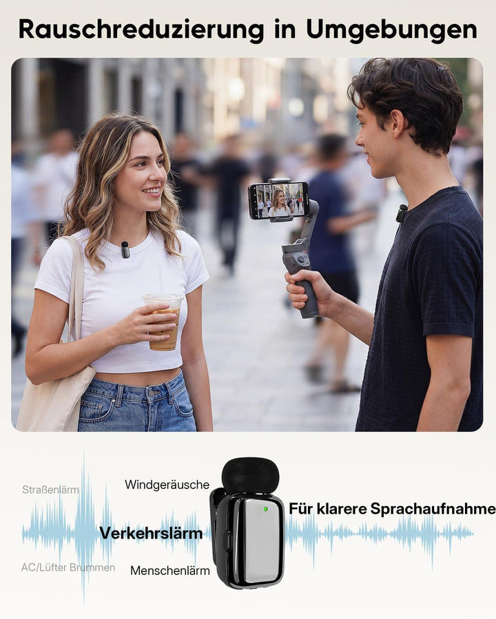 Kabelloses Mini-Mikrofon für Phone/Android/Pad 2er-Pack, Lavalier Ansteckmikrofon mit Lightning, USB