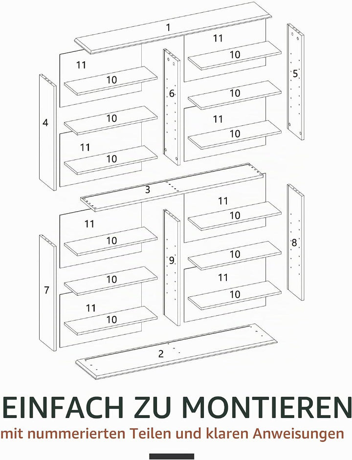 HOMCOM CD- und DVD-Aufbewahrung, Multimedia-Aufbewahrungsmöbel mit 16 Fächern und 12 verstellbaren R