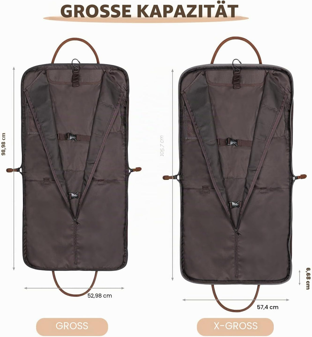 S-ZONE Herren Kleidersack Anzugtasche Canvas Kleidertasche für Geschäftsreisen L Grey-l, L Grey-l