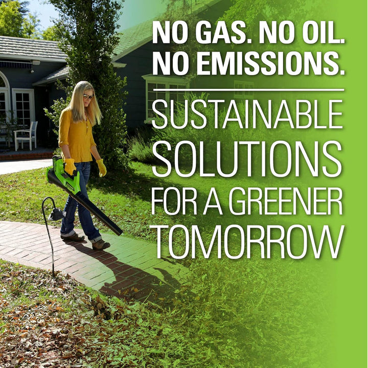 Greenworks G40ABK2 Axial Laubbläser mit Tempomat, 177 km/h, 11,05 m³/min, 40V 2Ah Batterie & Ladeger