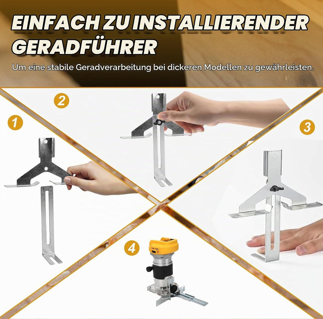 WingFly Akku Kantenfräser für Dewalt 18V,20v Batterien, Oberfräse Bürstenloser Tragbarer Handfräser