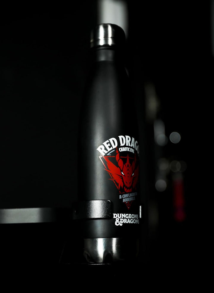 Konix Dungeons & Dragons Isolierflasche - Edelstahl - 500 ml - Motiv roter Drache - Schwarz Dungeons