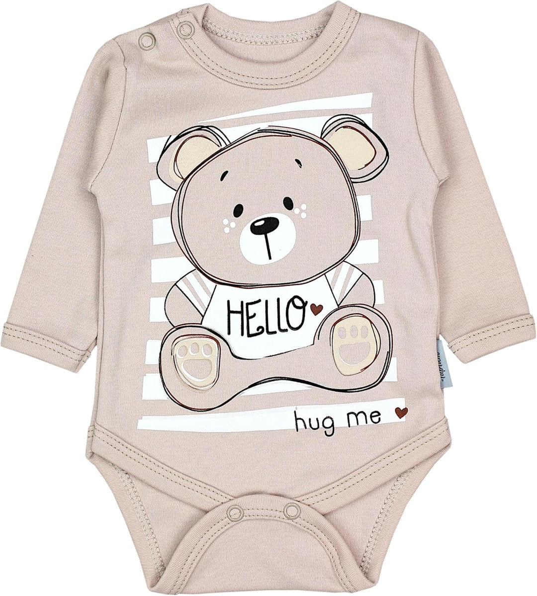 TupTam Baby Set mit Langarmbody, Hose &amp; Mütze – 3-teilig 62 Teddybär Beige, 62 Teddybär Beige
