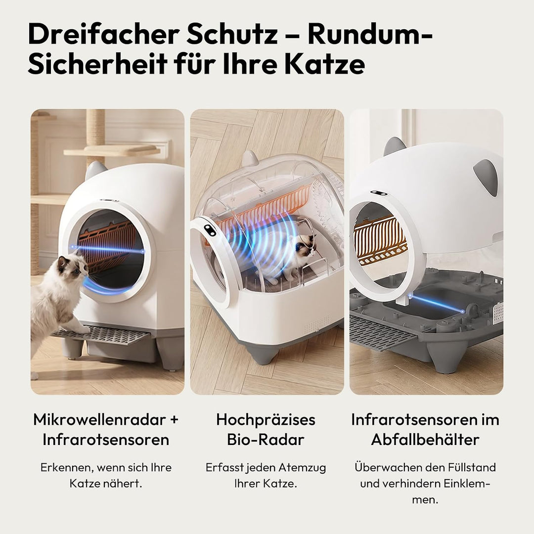 Devoko Katzenklo Selbstreinigend,Niedliche Katzenohren,Automatische Katzentoilette XXL,Fernsteuerung
