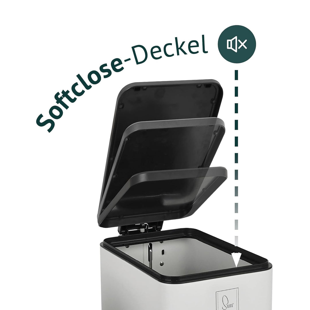 SVITA STM15 Mülleimer Treteimer Tretmülleimer Abfalleimer 15l inkl. Inneneimer Softclose-Deckel Fuss