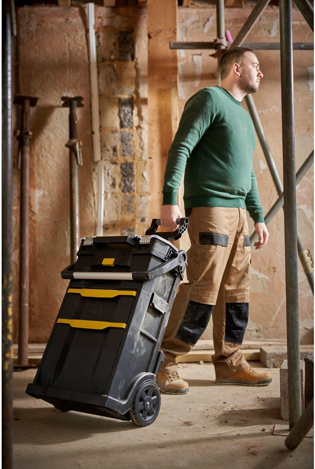 STANLEY 2in1 Rollende Werkstatt Werkzeugkoffer leer Werkzeugkasten (53 x 75.60 x 32 cm, Werkzeugtrag