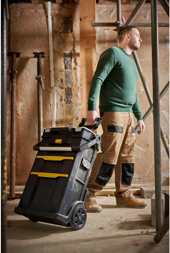 STANLEY 2in1 Rollende Werkstatt Werkzeugkoffer leer Werkzeugkasten (53 x 75.60 x 32 cm, Werkzeugtrag