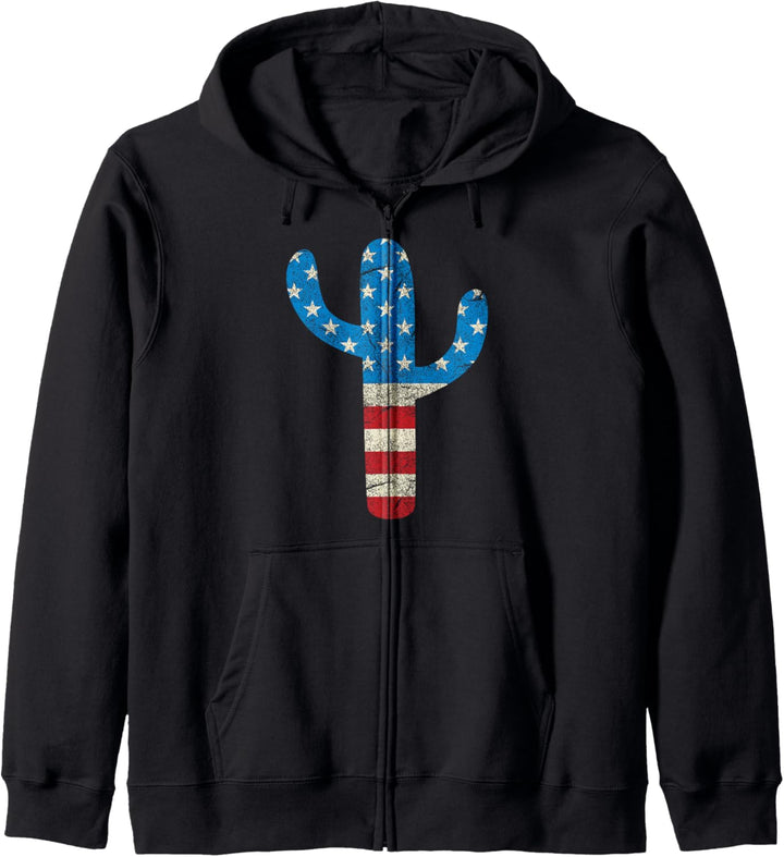 Trendy Red White & Blue Cactus Kapuzenjacke