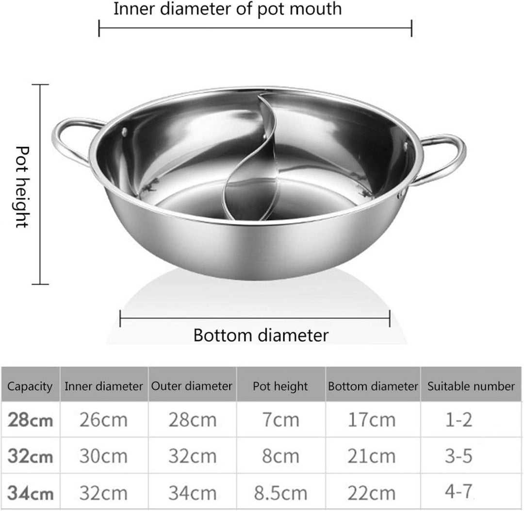 Edelstahl Hot Hotpot Mit Teiler - 2 Seiten ISuppentopf Kochtopf Chinesischer Feuertopf Edelstahltöpf
