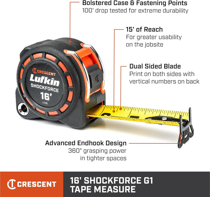 Crescent Lufkin L1116 Sorce™ G1 doppelseitiges Massband, 4,5 cm x 4,6 m 16', 4,6 m