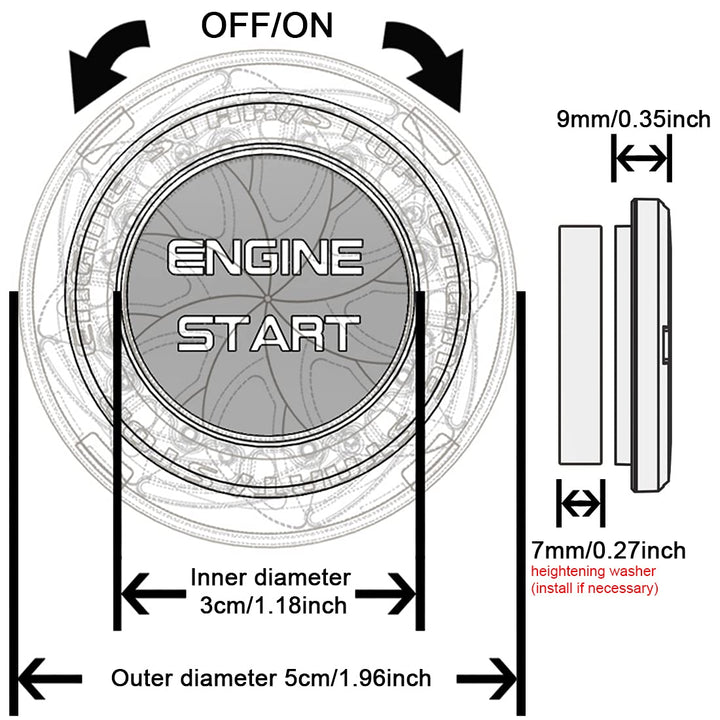 Auto-Motor-Startknopf-Schutzhülle Startknopf Abdeckung, Auto Zündknopf Schalter Innenraum Zündzubehö