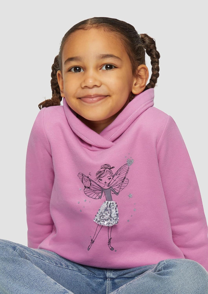 s.Oliver Wärmendes Sweatshirt mit Schalkragen und Glitzer-Artwork 92-98 4446_pink, 92-98 4446_pink