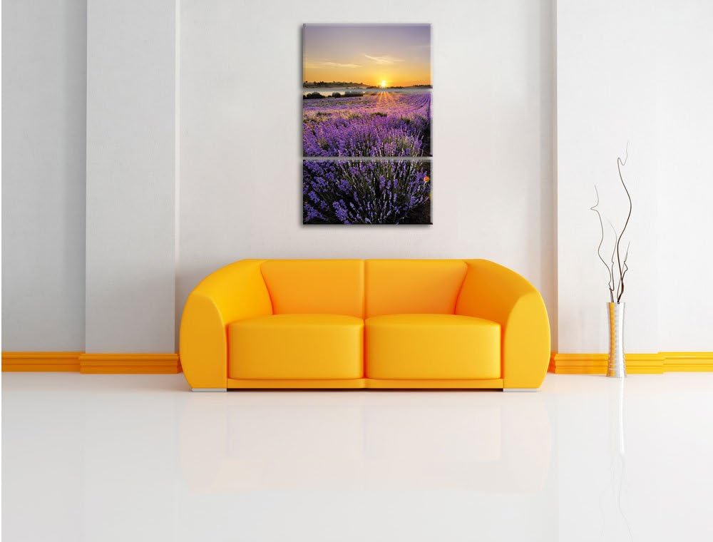 Pixxprint Lavendelfeld in Frankreich als Leinwandbild/Grösse: 3 Teilig (120x80) / Wandbild/Kunstdruc